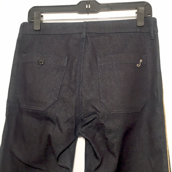 Anthropologie Seafarer Gold Piped Denim Trousers - Picture 6 of 8